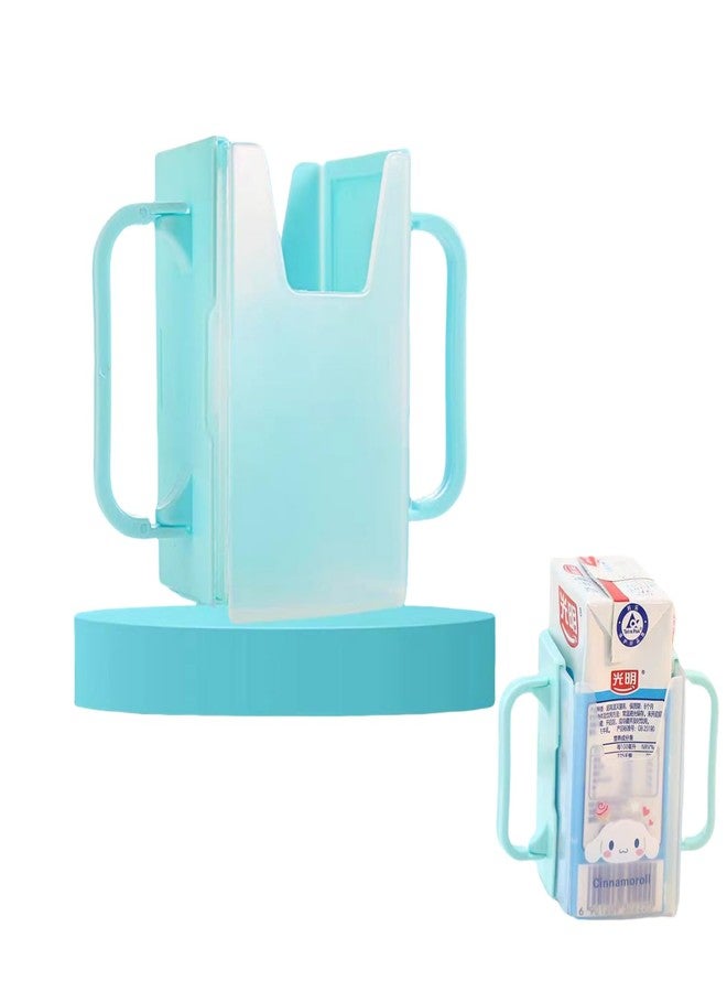 LIUHUIZEYU Children's Juice Box Holder,LIUHUIZEYU Telescopic Cupholder Juice Bag Holder for Toddlers No Squeeze Adjustable Folding Food Pouch and Milk Box Holder for Kids No Spill (Blue), Unisex - Image 1